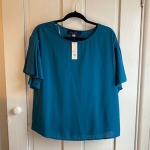 🍍3/$30 | NWT Francesca’s Blue Ruffle Sleeve Top